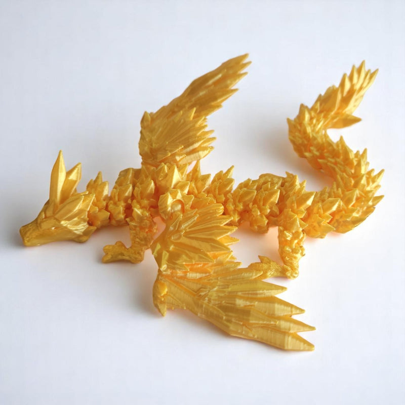 3D Printed Articulate Crystal Winged Dragon, 19 Inches