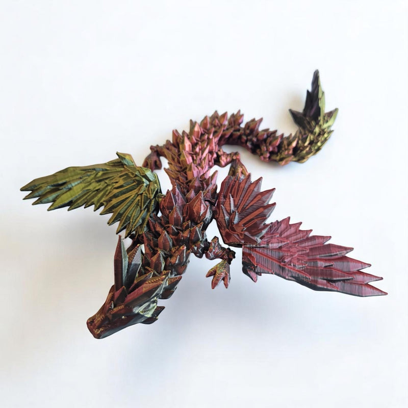 3D Printed Articulate Crystal Winged Dragon, 19 Inches