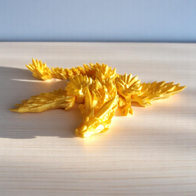 3D Printed Articulate Crystal Winged Dragon, 19 Inches