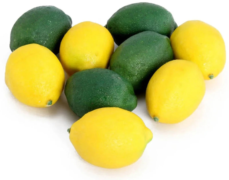 Collection of imitation lemons and limes for lifelike home decor accents