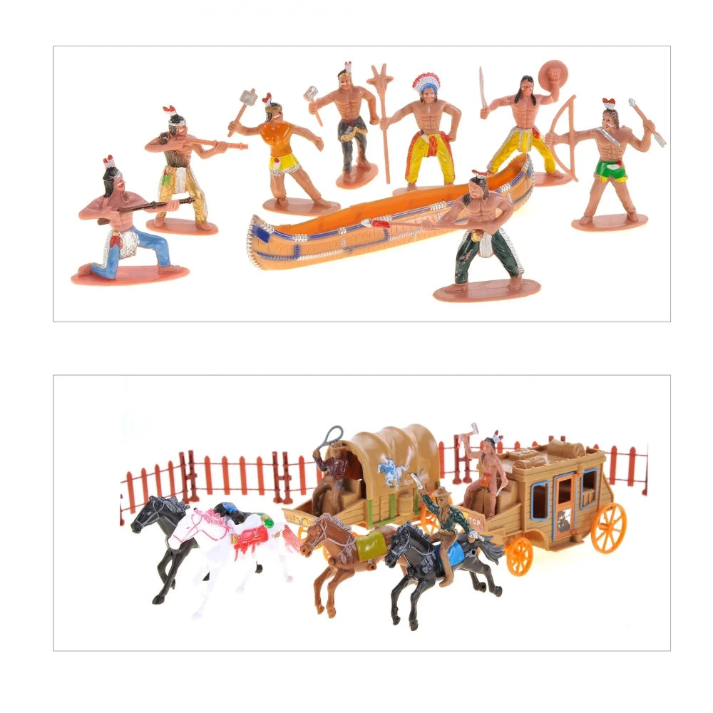 55-Piece Cowboys & Indians Wild West Playset – Classic Western Toy Figures for Kids