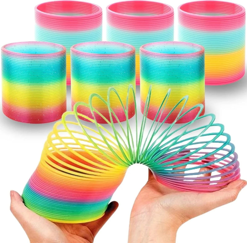 Set of jumbo rainbow magic spring toys showcasing colorful coils for fun and decor.