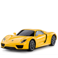 Yellow sports car model on a white background