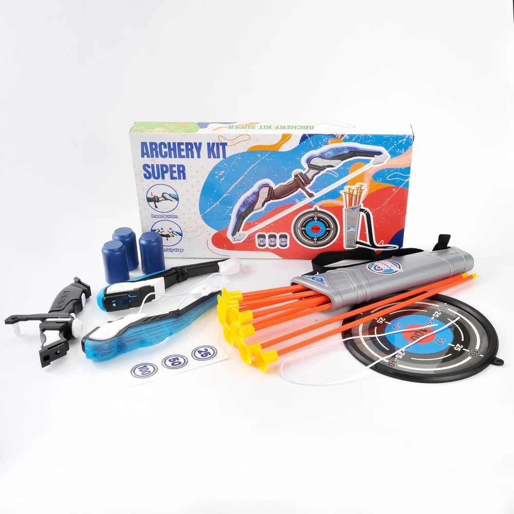 LED Light Up Archery Toy Bow & Arrow Set with Suction Cup Arrows – Blue