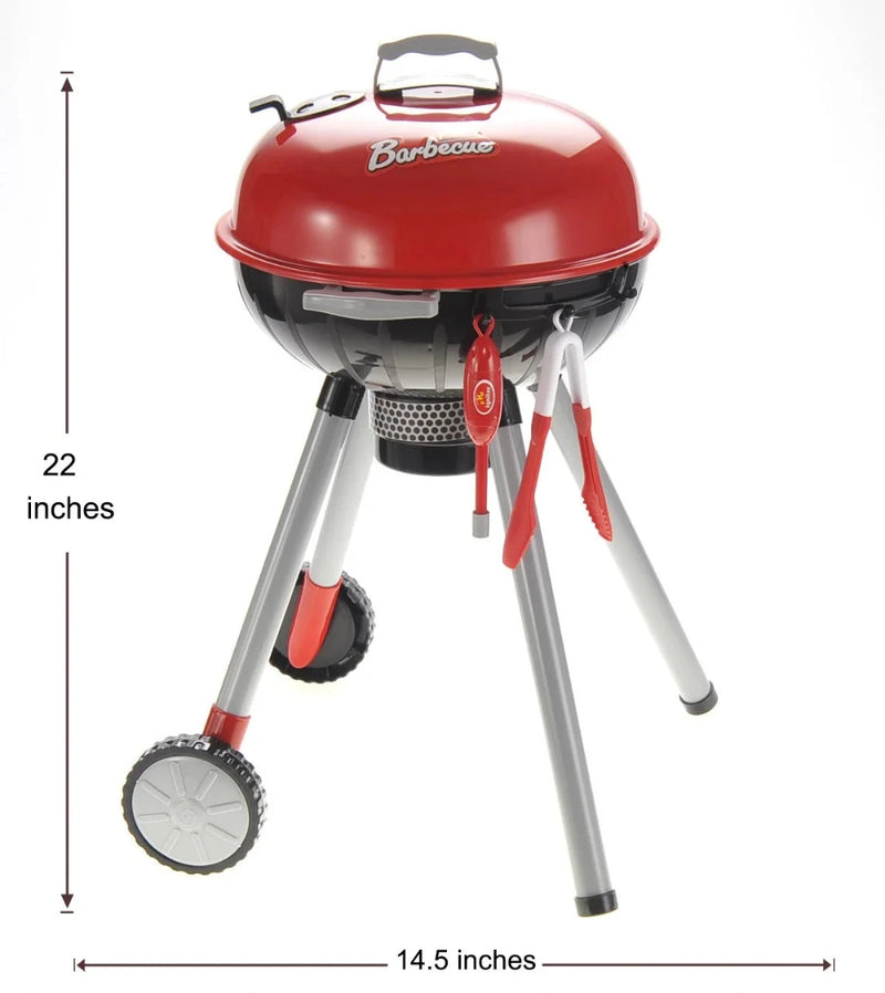 oy BBQ grill for kids, 22 inches tall and 14.5 inches wide, ideal for indoor and outdoor play.