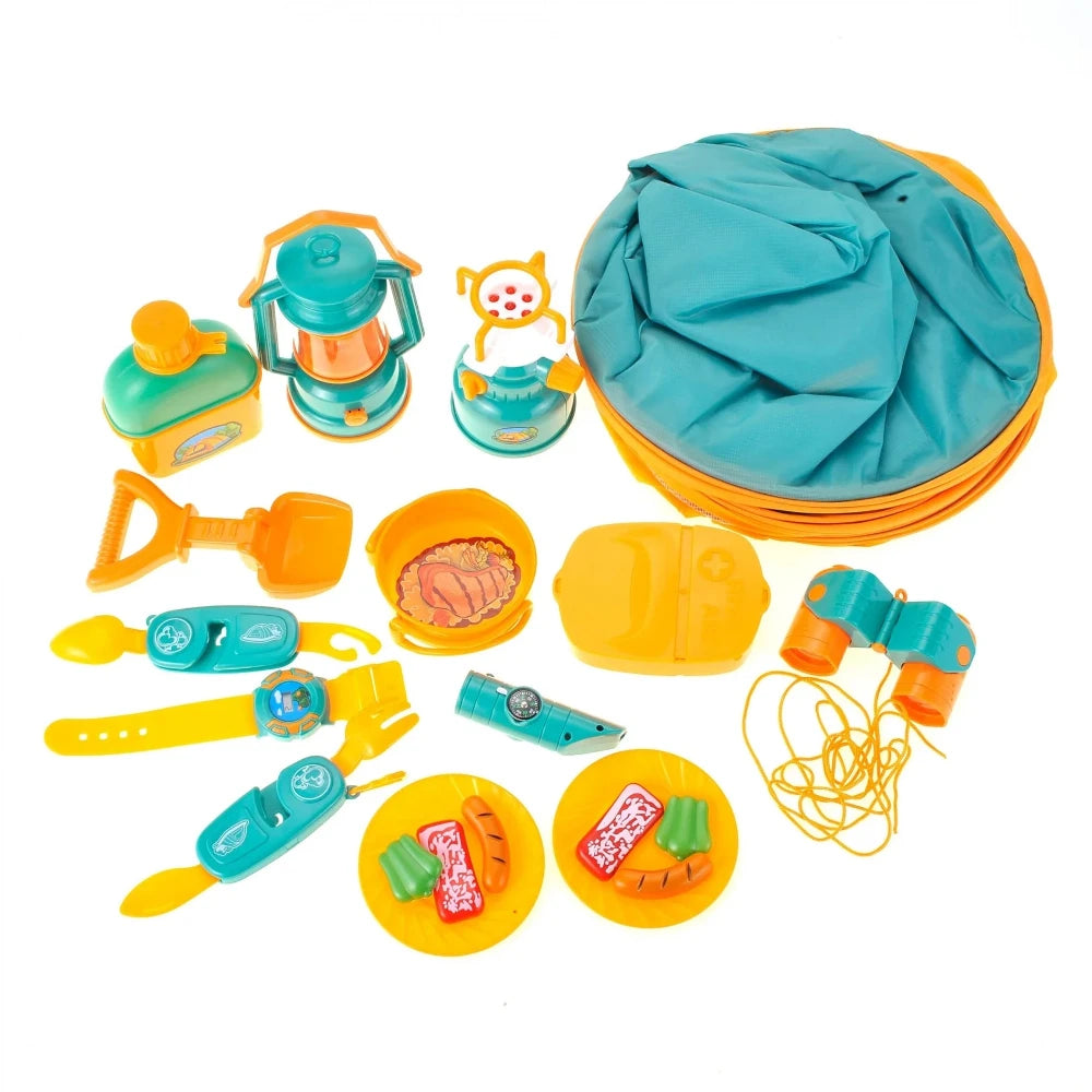 Kids Pop Up Tent with Camping Gear Set & Tools – Outdoor Adventure Play Set for Kids