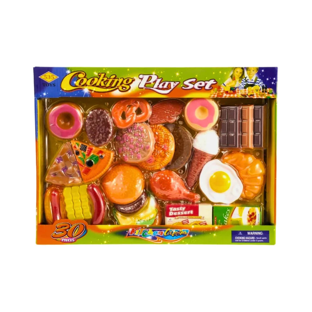 Fast Food & Dessert Play Food Set for Kids – 30-Piece Pretend Play Food Collection