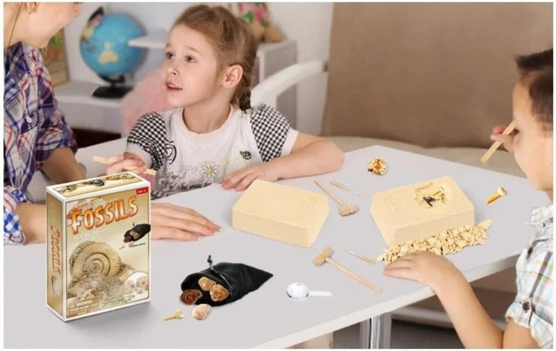 Children using Fossil Mining Kit for fun and educational excavation activity