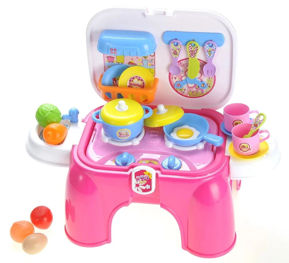 Plastic Play Kitchen Set with Lights and Sounds