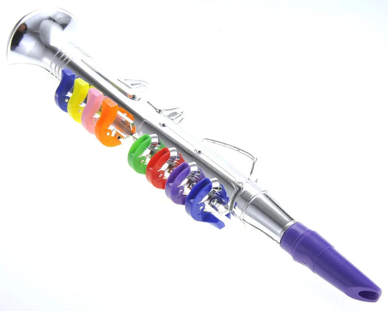 Kids plastic toy clarinet with rainbow keys, durable and fun musical toy