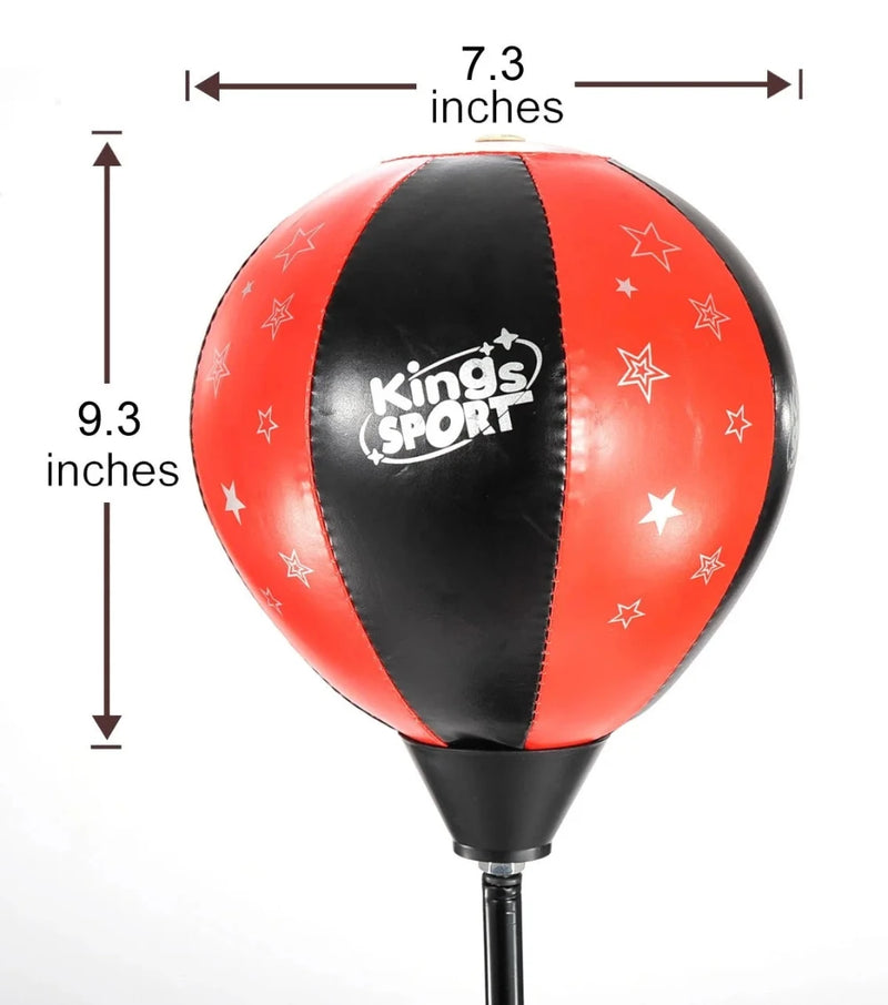 Close-up of kids punching bag showing 9.3-inch and 7.3-inch dimensions