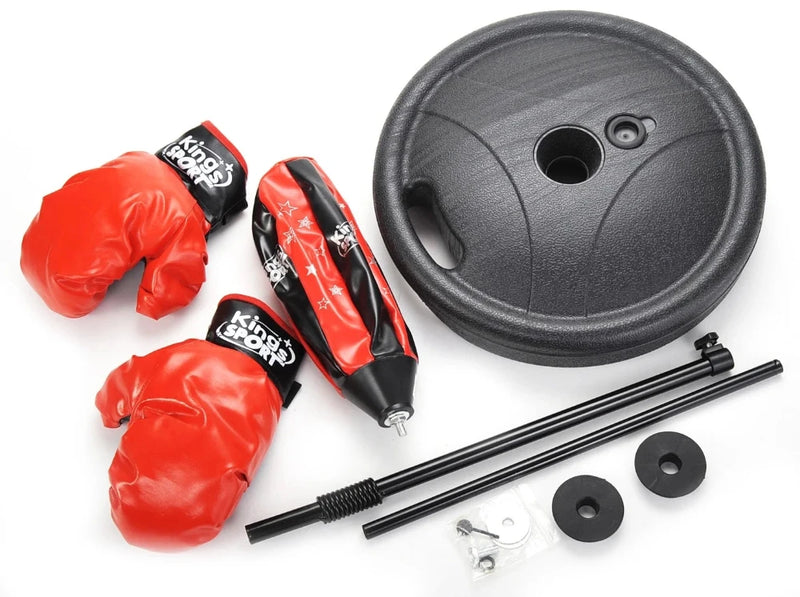 Heavy-duty base for kids punching bag with stand, providing stability during practice.