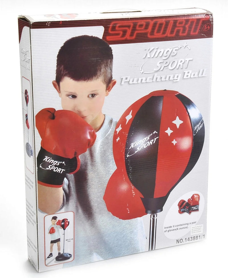 Kids punching bag with stand and gloves, complete boxing set for kids’ fitness and fun.