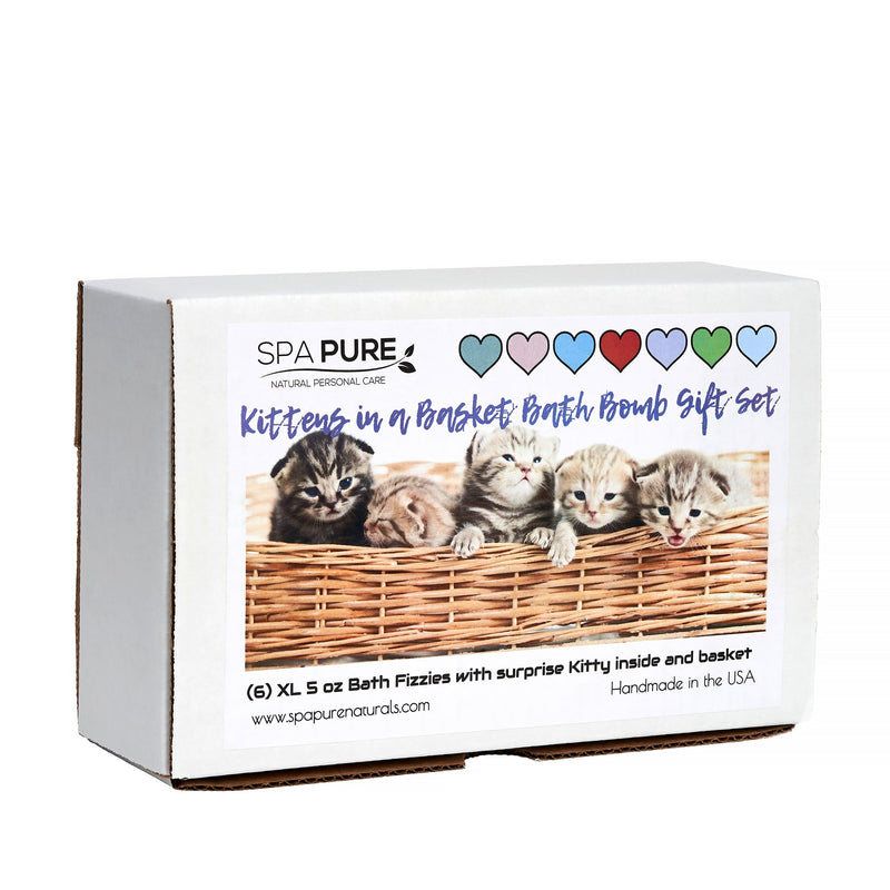 Pack of 6 Adorable Kittens Bath Bombs Kittens in Basket