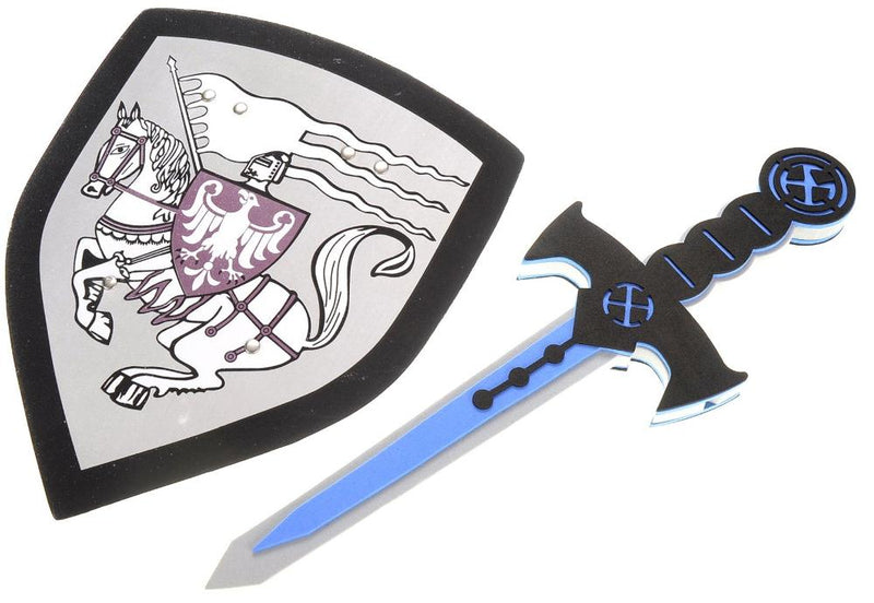 Knight foam shield featuring a horse emblem with matching blue foam sword, great for imaginative play