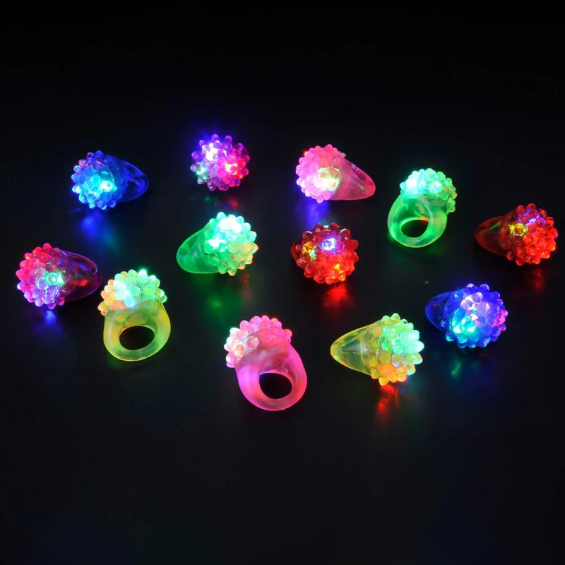 Assorted multi-color Light Up Jelly Rings for kids and adults, perfect for parties and events, featuring bright LED lights.