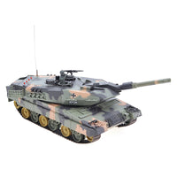 Camouflage tank model on a white background