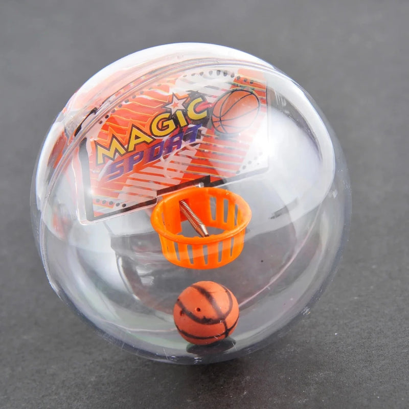 Magic Sport basketball toy with clear plastic sphere, mini hoop, and small basketball for fun play