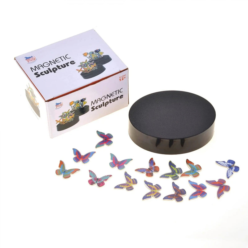 Complete Magnetic Sculpture Butterflies set with base and colorful butterfly pieces