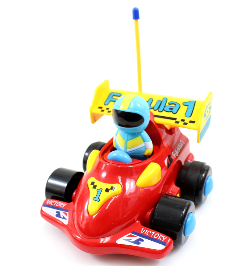 RC Cartoon Formula Race Car for Toddlers – Red with Lights & Music