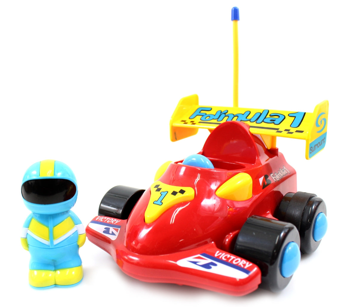 RC Cartoon Formula Race Car for Toddlers – Red with Lights & Music