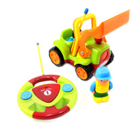 Cartoon RC Construction Truck for Toddlers – Green with Lights & Music