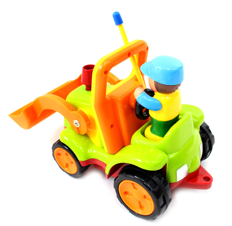 Cartoon RC Construction Truck for Toddlers – Green with Lights & Music