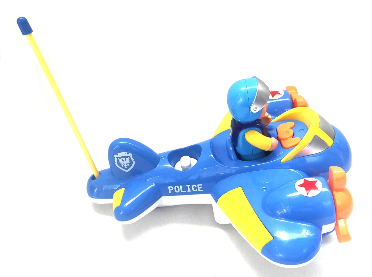 Toy airplane with a pilot figure on a white background