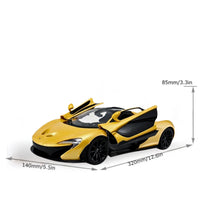 Dimensions of McLaren P1 GTR RC car showing length and height.