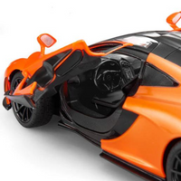 Close-up Interior View of Orange McLaren P1 RC Car with Open Door