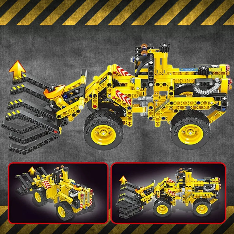Mechanical Master 2-in-1 vehicle transformation, demonstrating adjustable building blocks for creative play