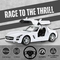 Race to the thrill with Mercedes-Benz SLS AMG RC car, featuring a 30 ft control range and 2.4 GHz frequency