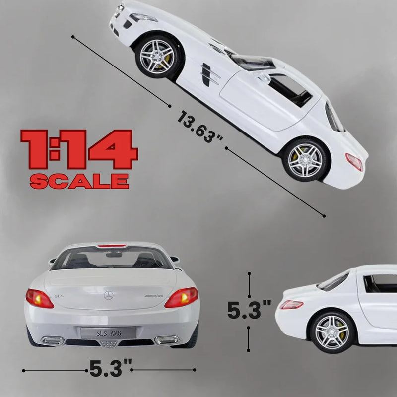 1:14 scale Mercedes-Benz SLS AMG RC car measurements with 13.63 inches in length.