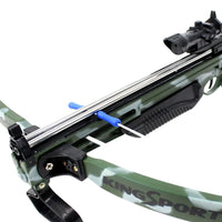 Close-up view of the modern military crossbow used by kids for target practice