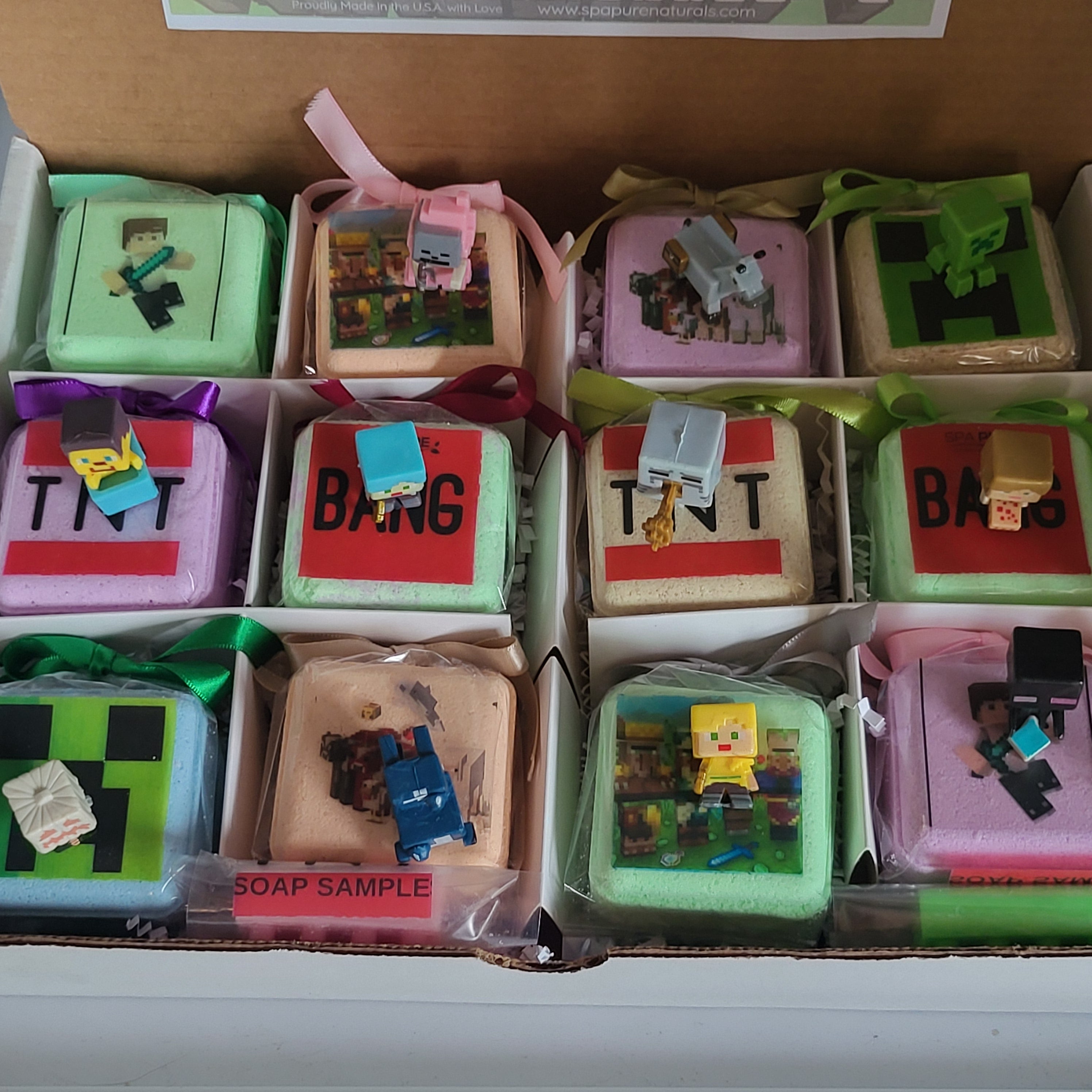 Pack of 12 Kids Bath Bombs with MineCrafter Toys Inside  Natural Ingredients