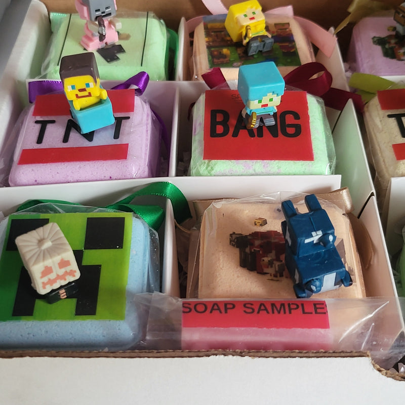 Pack of 12 Kids Bath Bombs with MineCrafter Toys Inside  Natural Ingredients