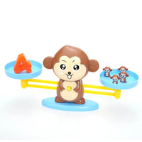 Monkey Balance toy featuring monkey scale with number 4 and mini monkey figures for math balance fun