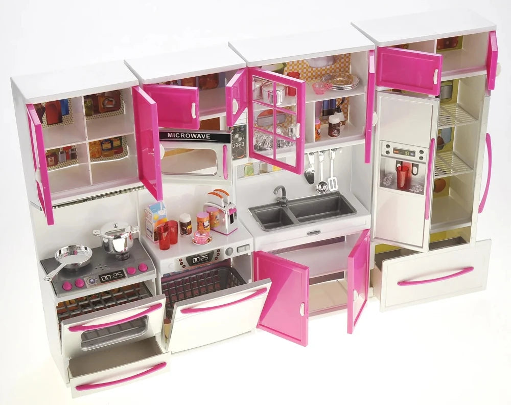 My Modern Kitchen Full Deluxe Kit – Battery Operated Playset with Refrigerator, Stove, Sink, and Microwave