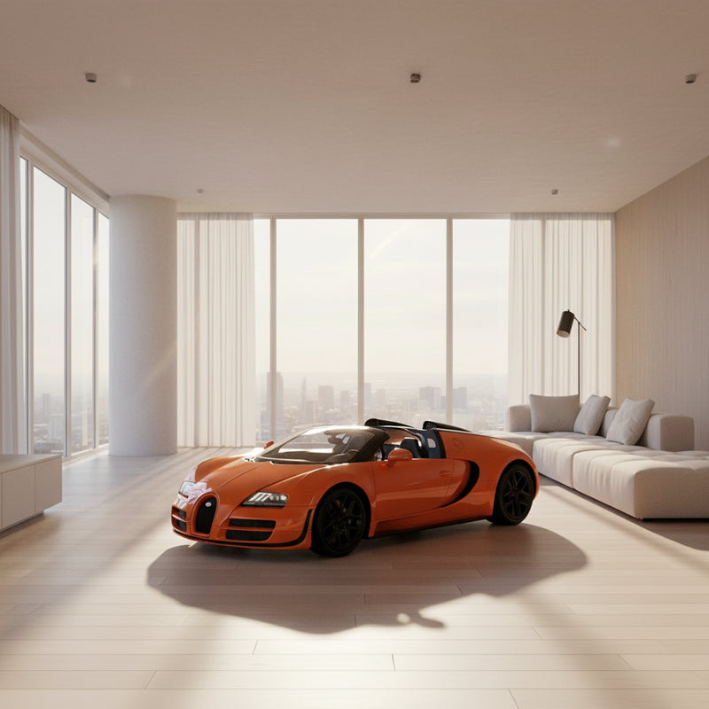 Orange sports car model on a white background