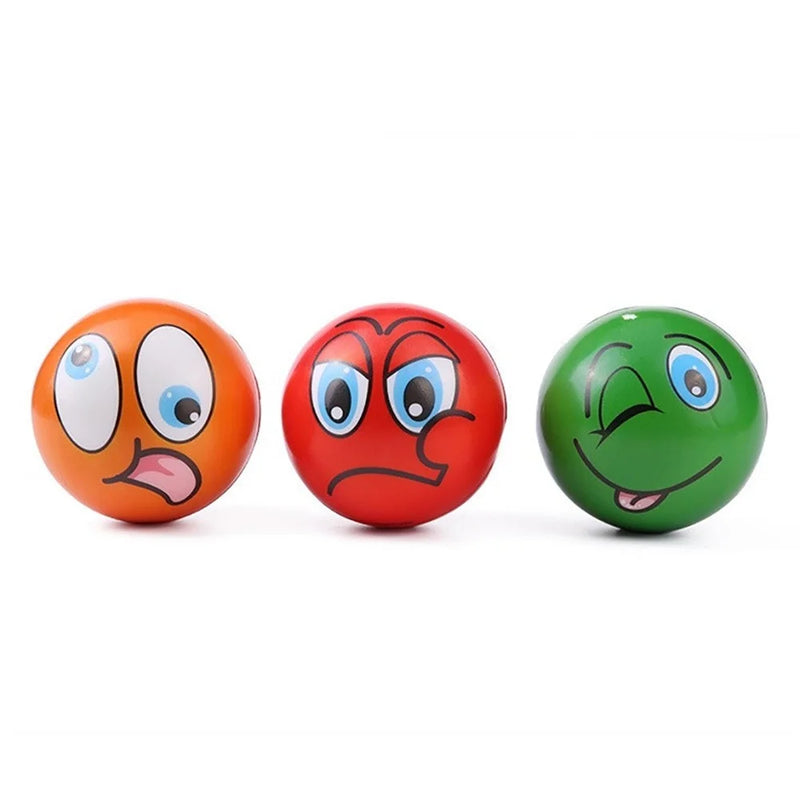 Set of orange, red, and green emoji stress balls with funny expressions, perfect for stress relief and entertainment