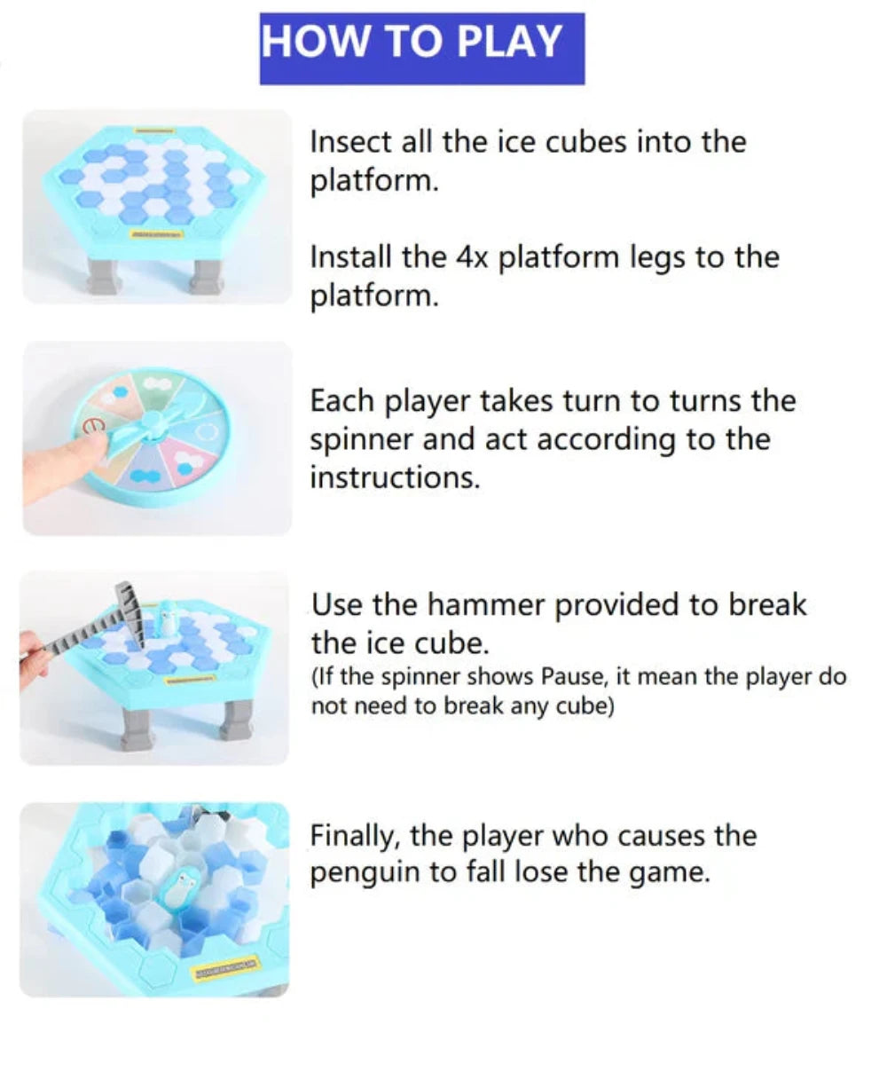 How to Play the Penguin Icebreaker Game - Step-by-step guide for kids to save the penguin by breaking ice cubes carefully