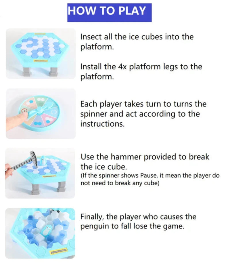 How to Play the Penguin Icebreaker Game - Step-by-step guide for kids to save the penguin by breaking ice cubes carefully