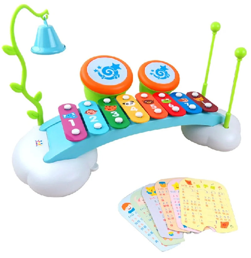 Piano and xylophone toy for kids with educational flashcards - combines learning and play.