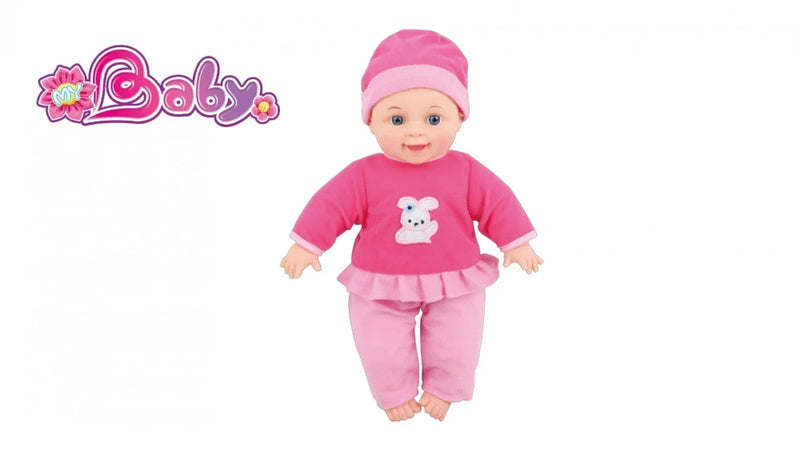 Realistic twin baby doll in pink outfit with embroidered bunny - perfect cuddle baby doll for children