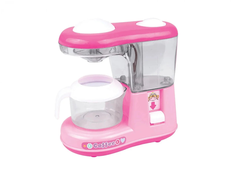 Toy coffee maker in pink color for children's kitchen playtime
