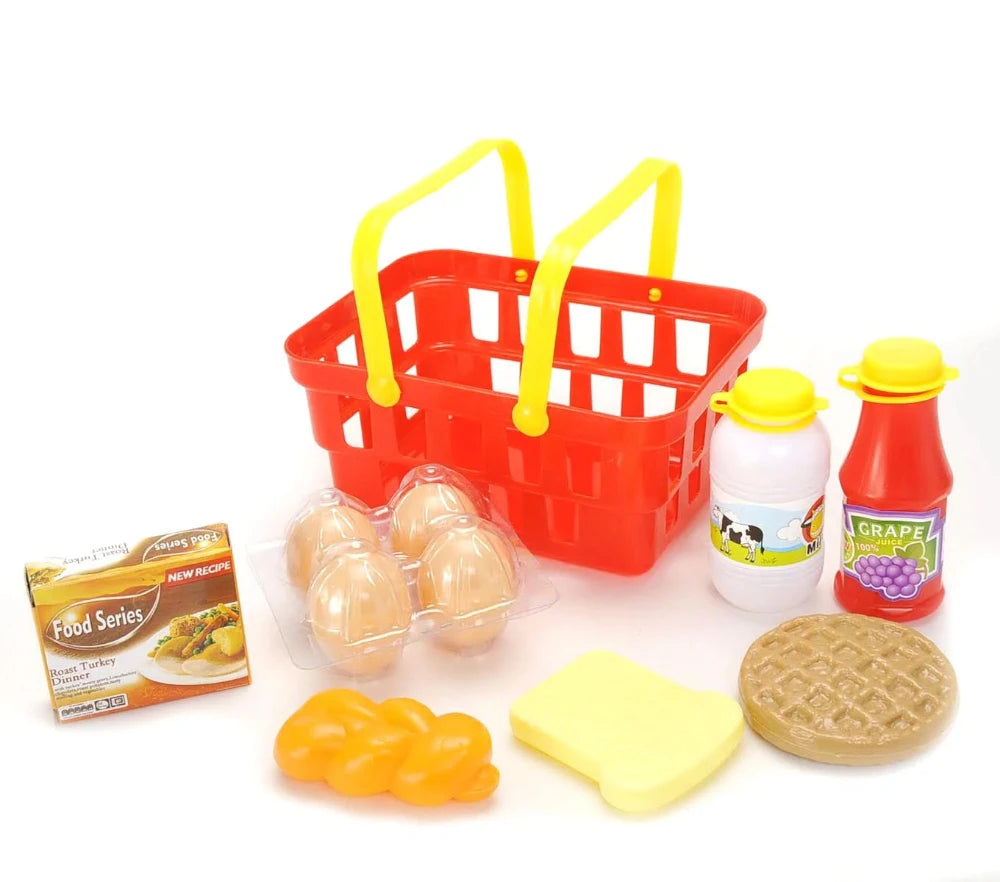 10-Piece Pretend Breakfast & Lunch Play Food Set with Basket