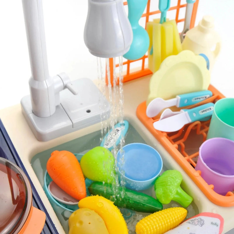 Playset kitchen sink with realistic running water feature for kids’ interactive play