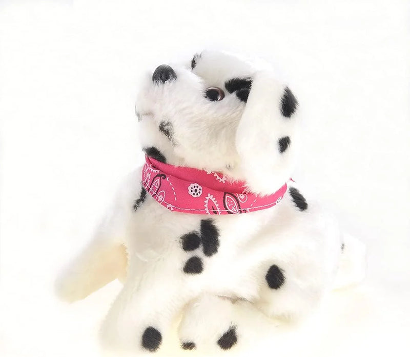 Charming plush Dalmatian toy for kids, wearing a red bandana.