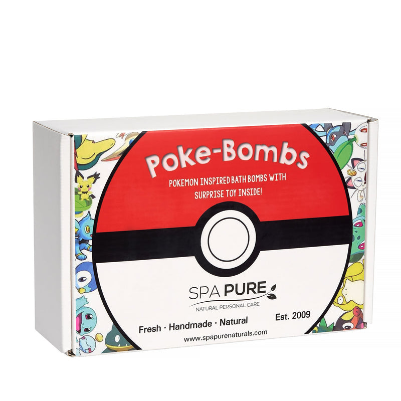Pack of 6 Natural Kids Bath Bombs with Toy Surprises – Pokemon-Inspired