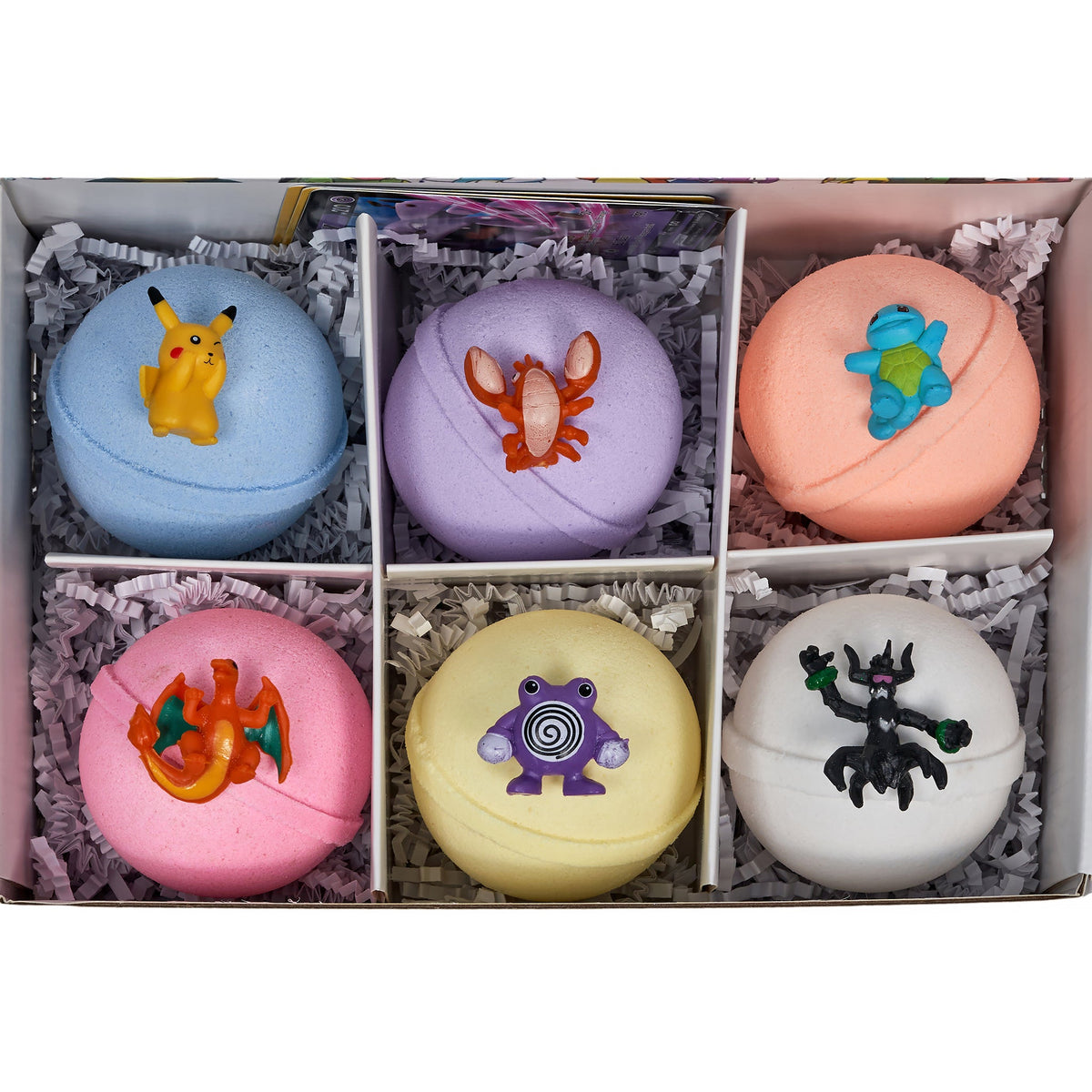 Pack of 6 Natural Kids Bath Bombs with Toy Surprises – Pokemon-Inspired